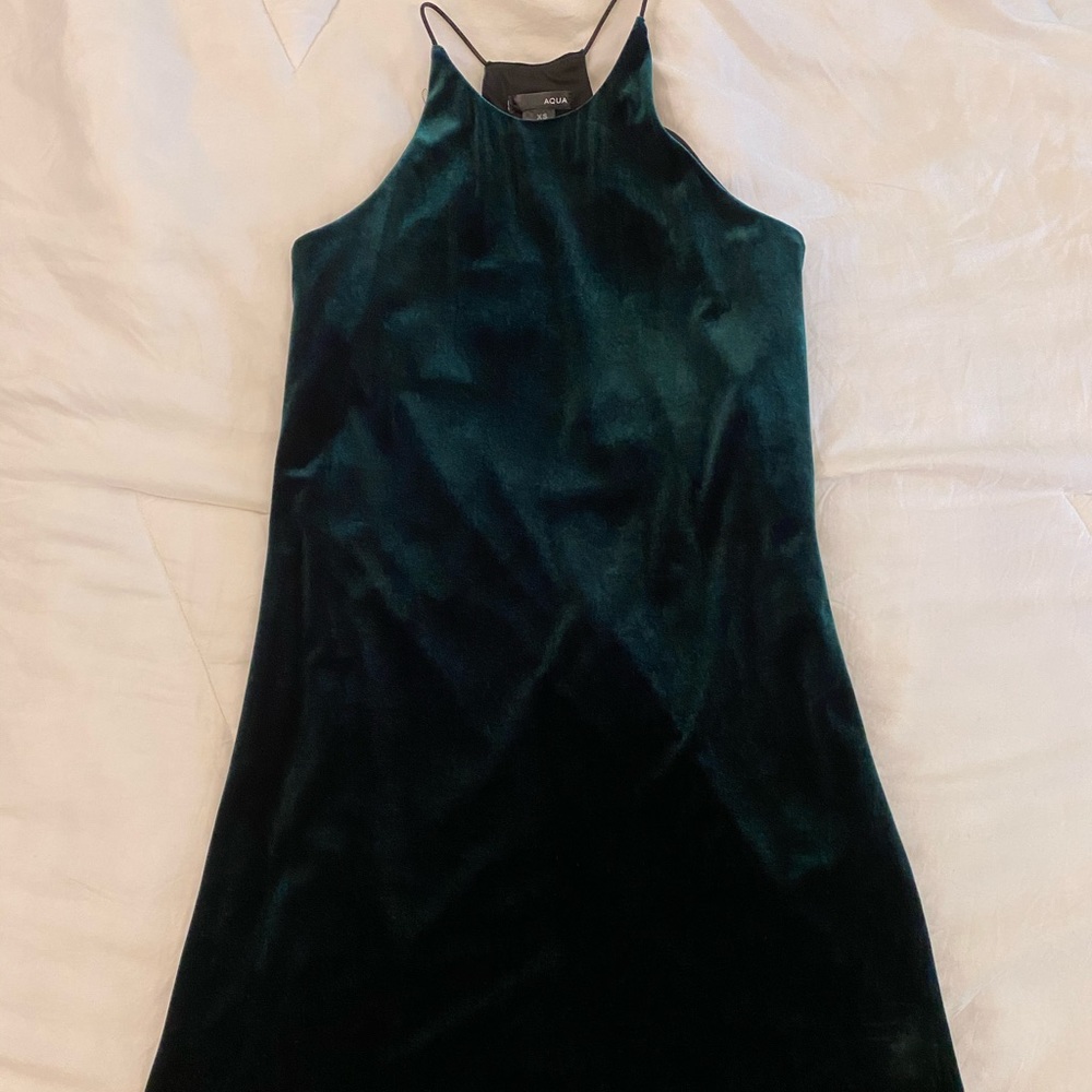 Aqua green crushed velvet dress